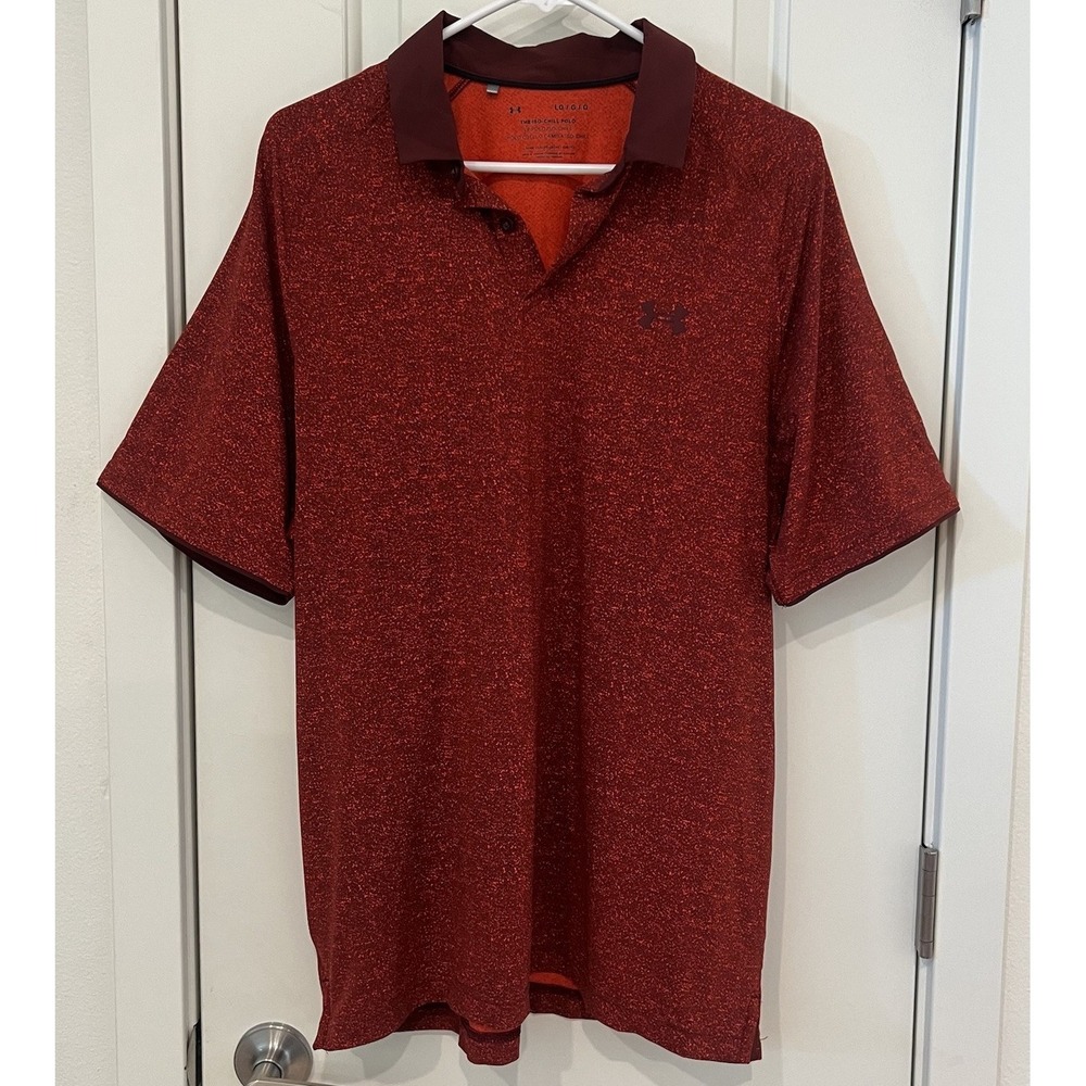 Under Armour Iso-Chill Polo Mens Large Loose Fit Performance Golf Shirt Red